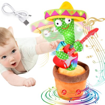 Nectsy Dancing Cactus,TikTok Mimicking Cactus,120 Songs,USB Charging,Record,Repeat Your Word,Talking Cactus Toy,Cactus Baby Toy,Sunny The Cactus,Plush Toy Gift for Children Play(Guitar)