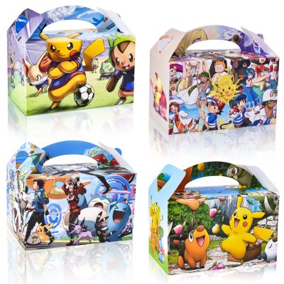 12PCS Birthday Party Supplies Favor bags-Decorations Party Favor Goody Treat Candy Boxes, in 4 Designs Paper Goodie Bags, Boys Girls Kids Birthday Party Decorations