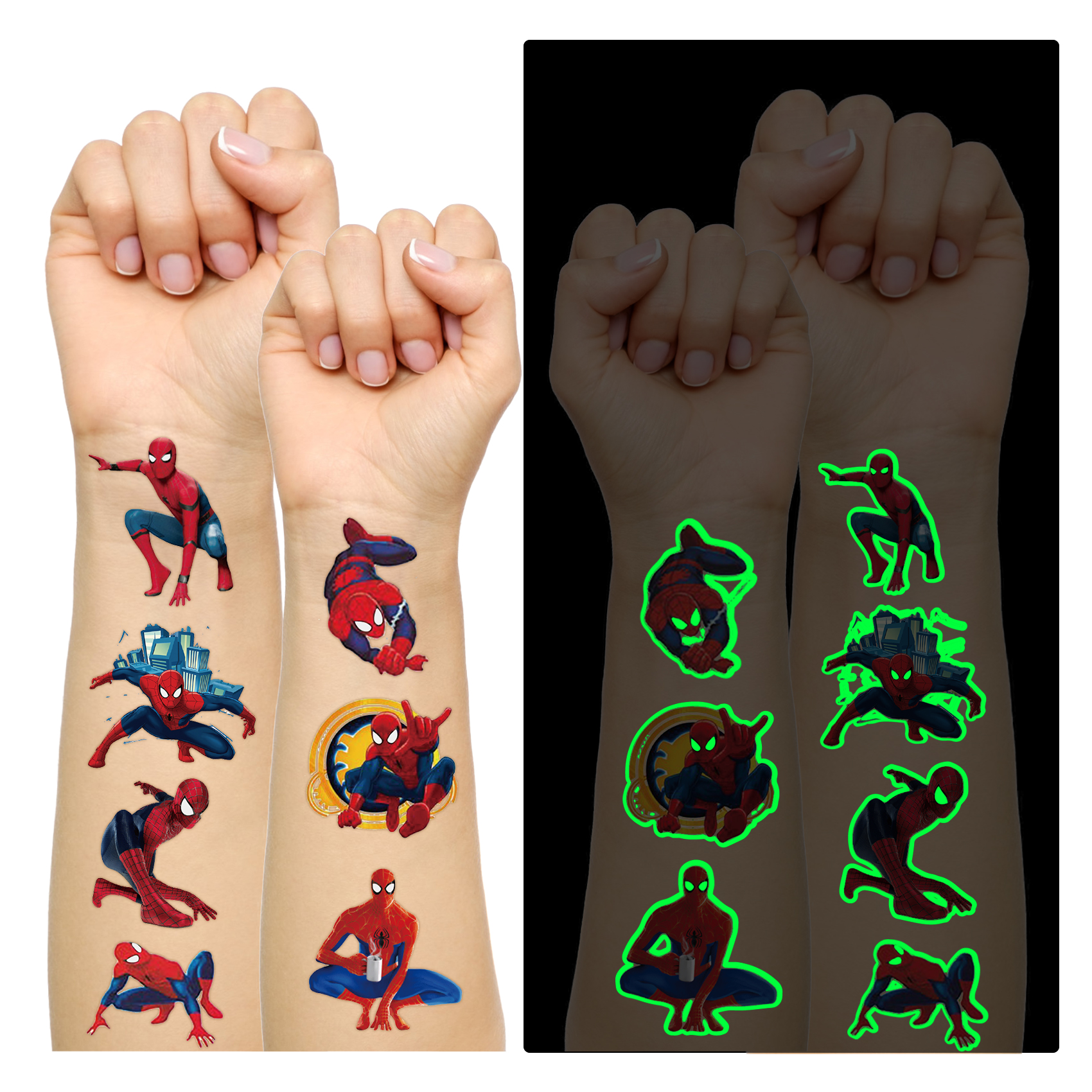 200 Pcs Teens Hero Temporary Tattoos for Kids Party Favors Fake Tattoos Stickers Glow Party Supplies and Decorations Boys Girls Teens Birthday Gift Water Bottle Skateboard Phone Notebook - Image 2