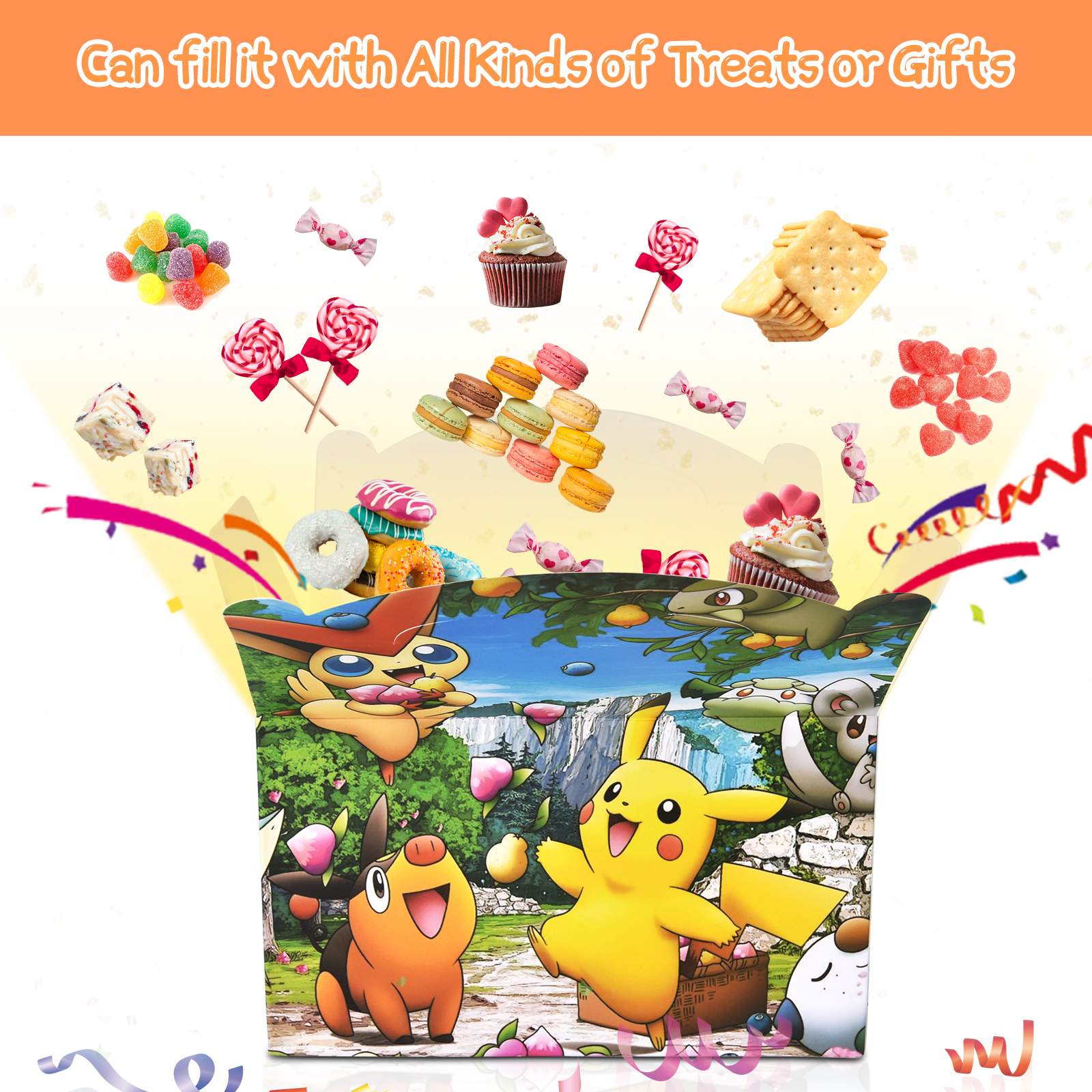 12PCS Birthday Party Supplies Favor bags-Decorations Party Favor Goody Treat Candy Boxes, in 4 Designs Paper Goodie Bags, Boys Girls Kids Birthday Party Decorations - Image 2