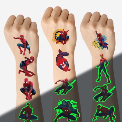 200 Pcs Teens Hero Temporary Tattoos for Kids Party Favors Fake Tattoos Stickers Glow Party Supplies and Decorations Boys Girls Teens Birthday Gift Water Bottle Skateboard Phone Notebook
