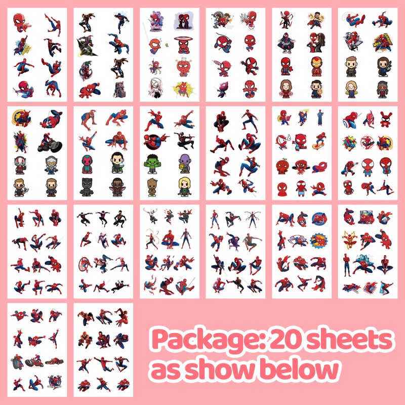 200 Pcs Teens Hero Temporary Tattoos for Kids Party Favors Fake Tattoos Stickers Glow Party Supplies and Decorations Boys Girls Teens Birthday Gift Water Bottle Skateboard Phone Notebook - Image 3
