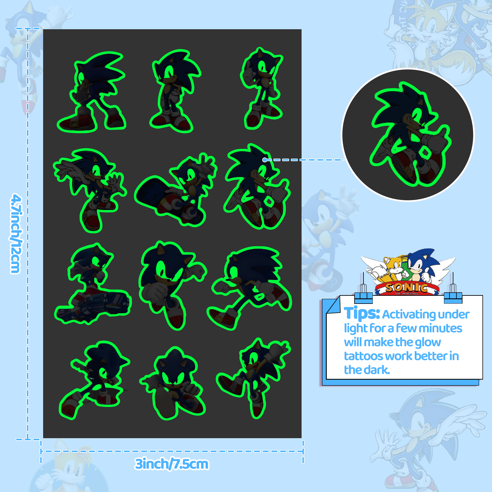 200 Pcs Temporary Tattoos for Kids Party Favors Fake Tattoos Stickers Glow Party Supplies and Decorations Boys Girls Teens Birthday Gift Water Bottle Skateboard Phone Notebook Cute Decals - Image 4