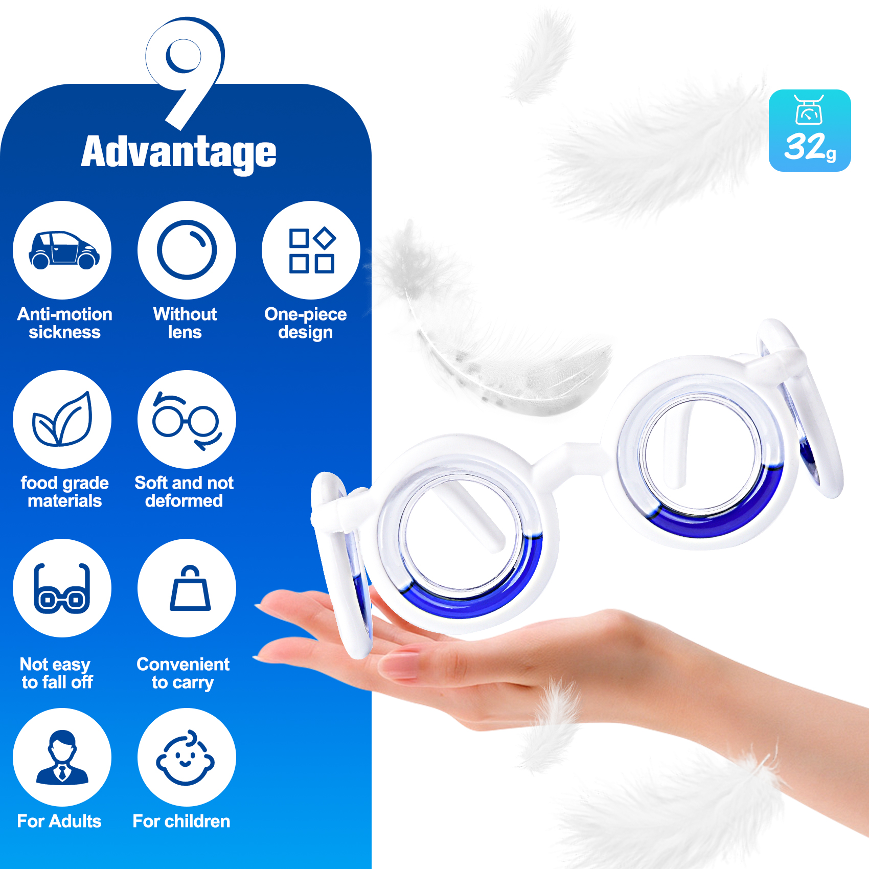 Car Anti Motion Sickness Smart Glasses Sea Motion Sickness Bands Motion Sickness Patches 3 In 1 Sea Bands for Motion Sickness Air Sickness Adult Kids Wristbands No Lens Liquid Glasses Nausea Relief - Image 5