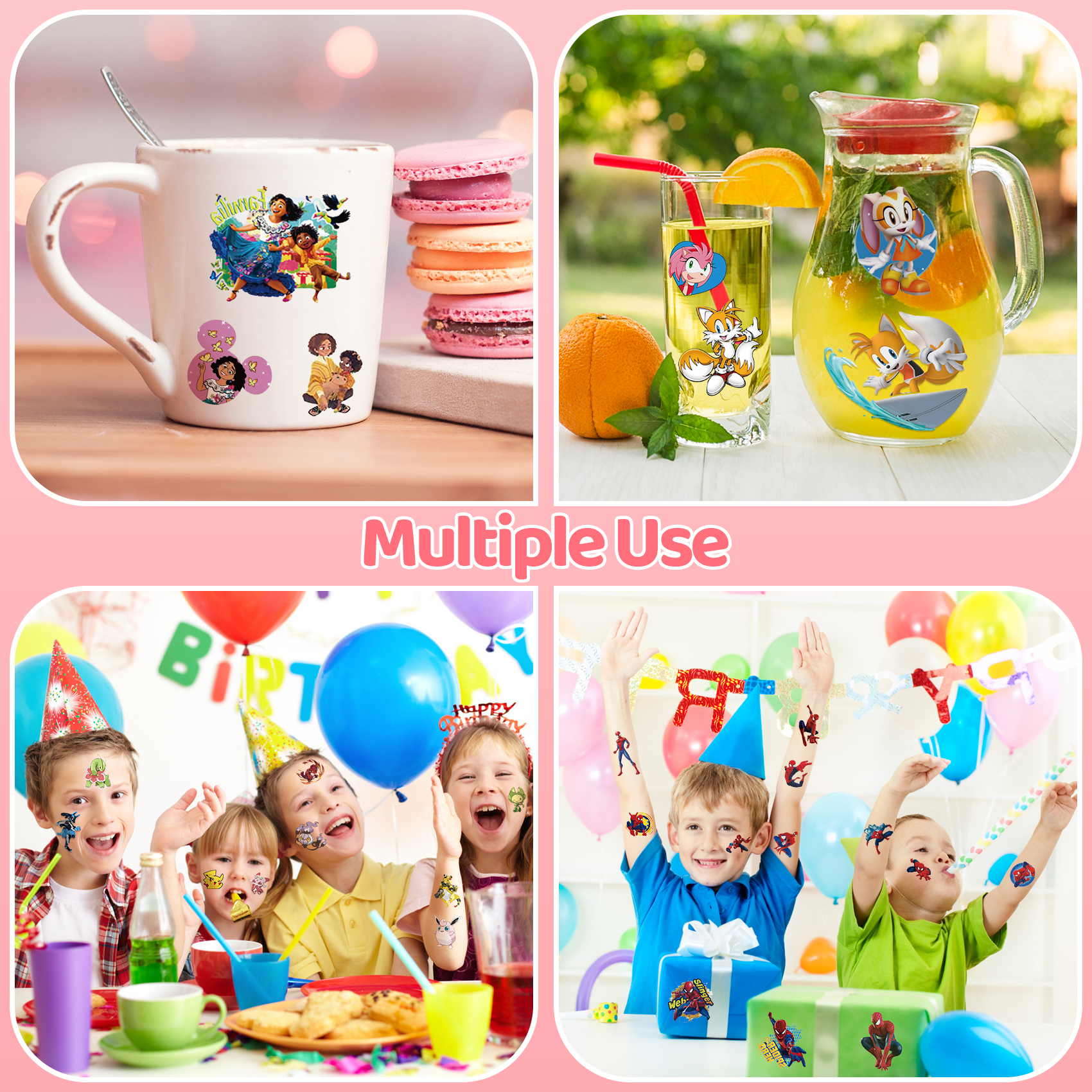 200 Pcs Teens Hero Temporary Tattoos for Kids Party Favors Fake Tattoos Stickers Glow Party Supplies and Decorations Boys Girls Teens Birthday Gift Water Bottle Skateboard Phone Notebook - Image 5