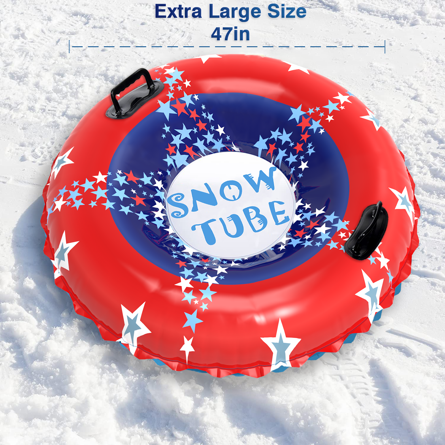 Snow Tube, 47 Inch Large Inflatable Snow Sled with Handles, Double-Layer Thickened Heavy Duty Snow Sledding Tube for Kids Adults Winter Outdoor Snow Activity Skiing Sledding - Image 2