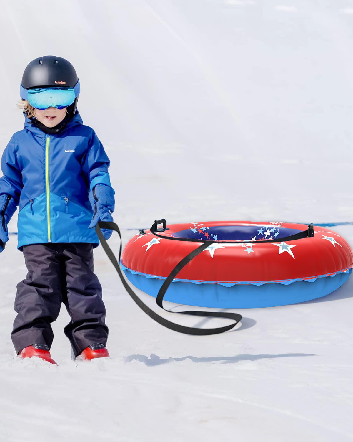 Snow Tube, 47 Inch Large Inflatable Snow Sled with Handles, Double-Layer Thickened Heavy Duty Snow Sledding Tube for Kids Adults Winter Outdoor Snow Activity Skiing Sledding - Image 4