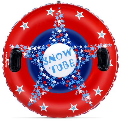 Snow Tube, 47 Inch Large Inflatable Snow Sled with Handles, Double-Layer Thickened Heavy Duty Snow Sledding Tube for Kids Adults Winter Outdoor Snow Activity Skiing Sledding