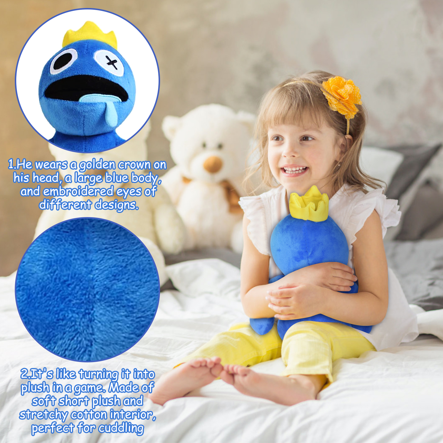 Rainbow Friends Plush Toys,11.8" Rainbow Friends Night Stuffed Animal Plush Doll,Rainbow Friends Plushies Toys for Fans Kids Birthday Thanksgiving Christmas-Blue - Image 3