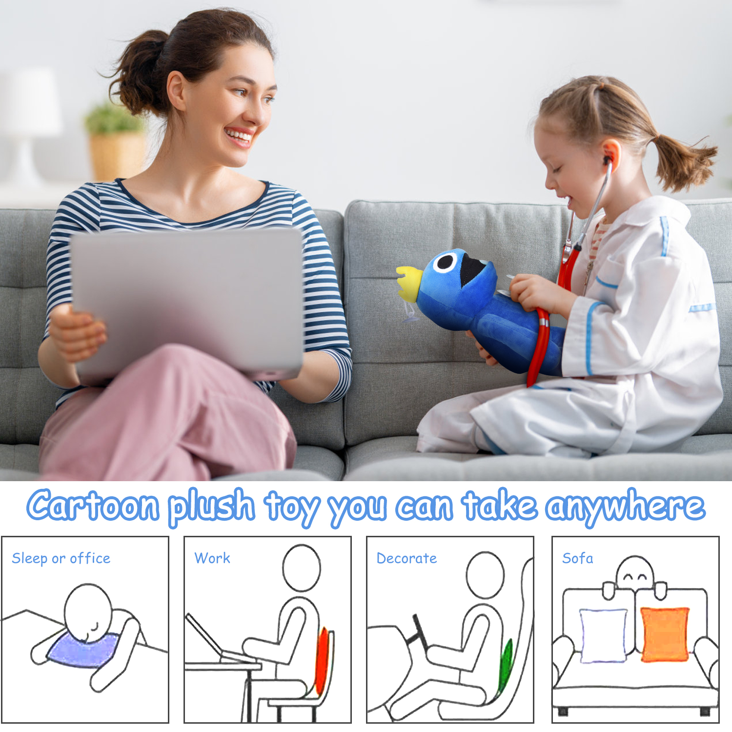 Rainbow Friends Plush Toys,11.8" Rainbow Friends Night Stuffed Animal Plush Doll,Rainbow Friends Plushies Toys for Fans Kids Birthday Thanksgiving Christmas-Blue - Image 5