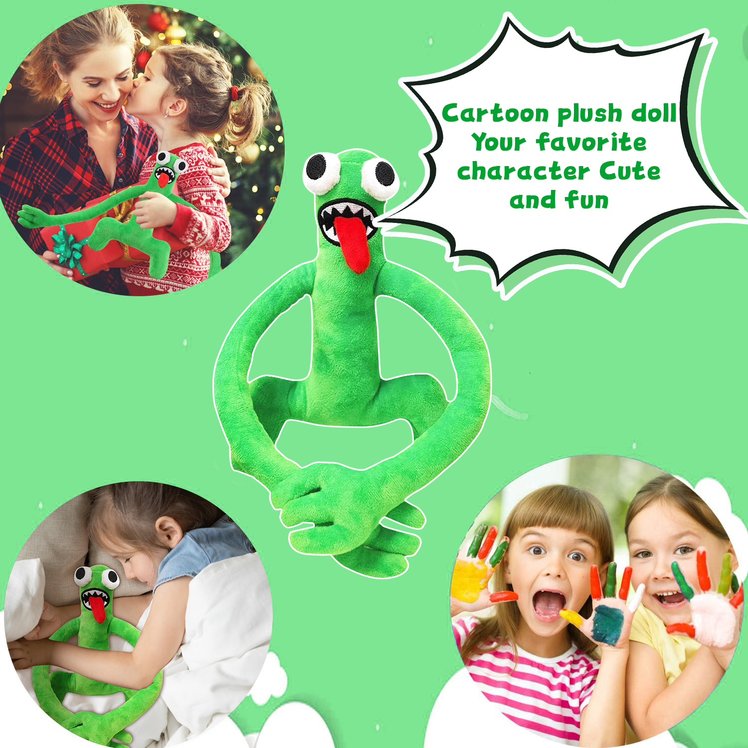 Rainbow Friends Plush Toys,11.8" Rainbow Friends Night Stuffed Animal Plush Doll,Rainbow Friends Plushies Toys for Fans Kids Birthday Thanksgiving Christmas-Green - Image 6