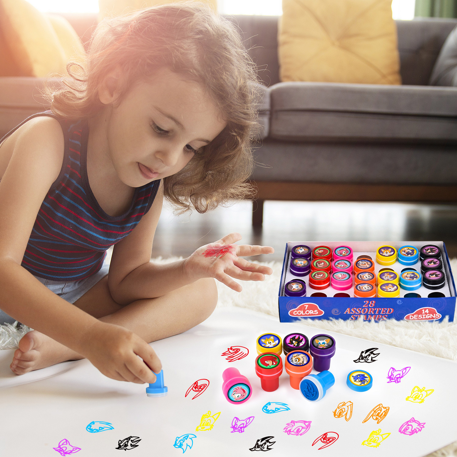 28 Pcs Sonic Themed Stampers for Kids,Sonic Party Favors,Sonic Birthday Party Supplies,Classroom Rewards School Carnival Prizes Goody Bag Treat Bag for Sonic Hedgehog Birthday Party Supplies Gifts - Image 7