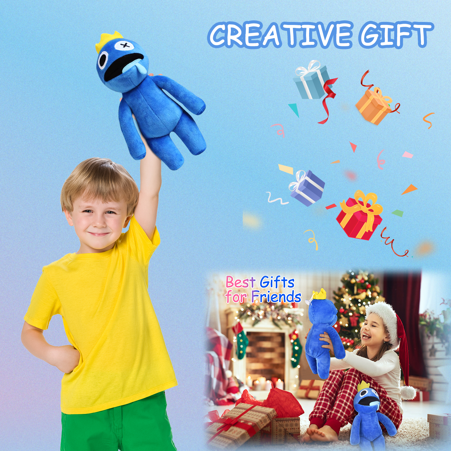 Rainbow Friends Plush Toys,11.8" Rainbow Friends Night Stuffed Animal Plush Doll,Rainbow Friends Plushies Toys for Fans Kids Birthday Thanksgiving Christmas-Blue - Image 7