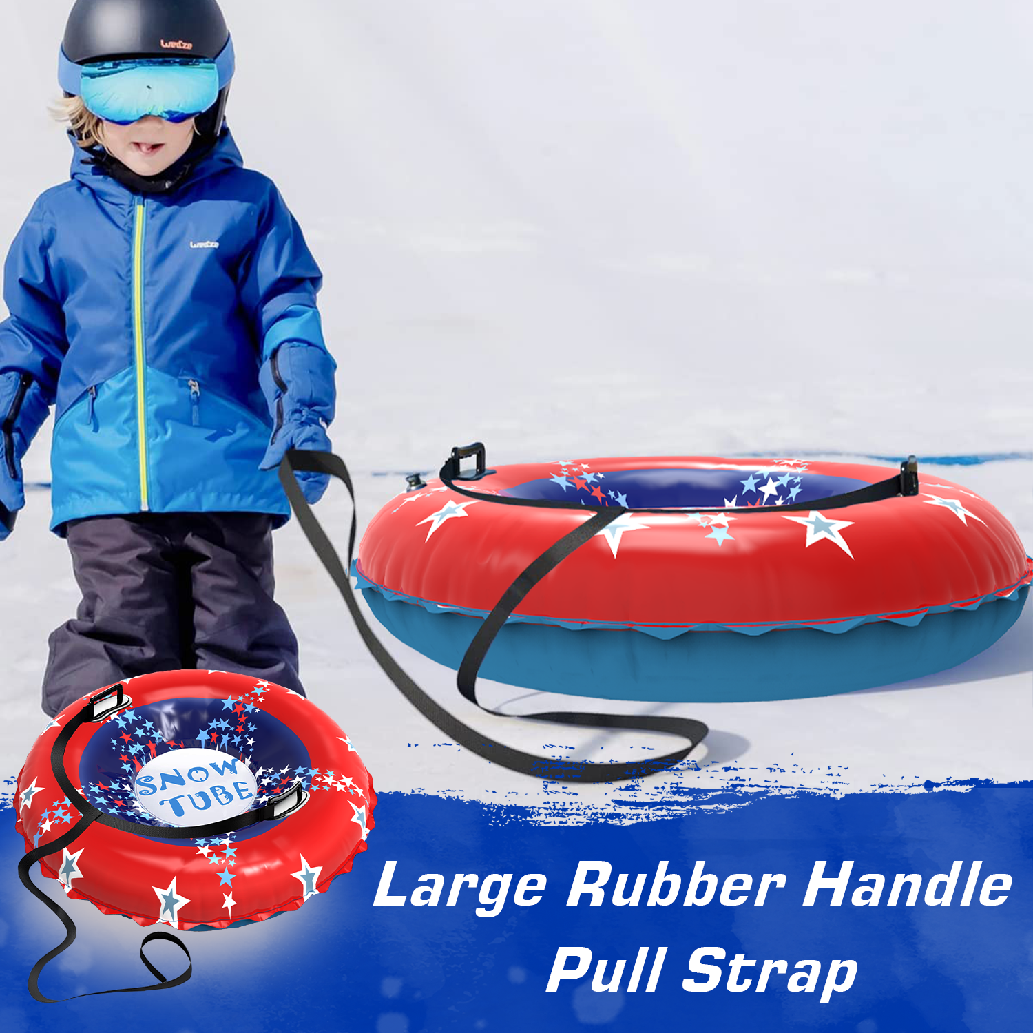Snow Tube, 47 Inch Large Inflatable Snow Sled with Handles, Double-Layer Thickened Heavy Duty Snow Sledding Tube for Kids Adults Winter Outdoor Snow Activity Skiing Sledding - Image 8