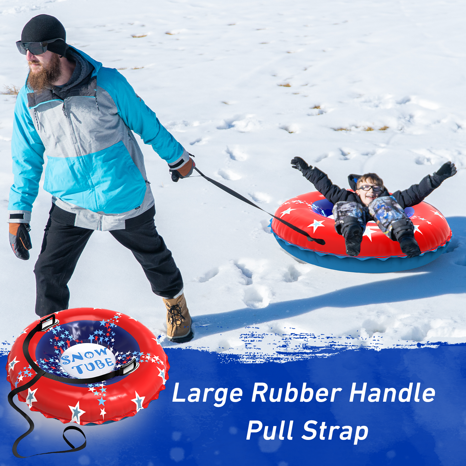 Snow Tube, 47 Inch Large Inflatable Snow Sled with Handles, Double-Layer Thickened Heavy Duty Snow Sledding Tube for Kids Adults Winter Outdoor Snow Activity Skiing Sledding - Image 10