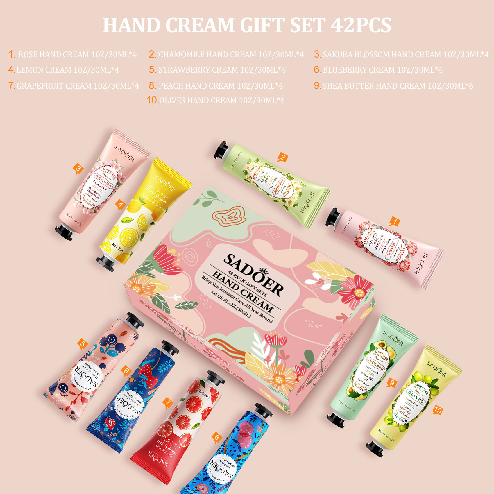 HORATII 42 Pack Hand Cream Gifts Set For Women and Men,Hand Cream with Shea Butter for Dry Cracked Hands,Moisturizing Hand Lotion Gift Set,Mini Hand Lotion Travel Size in Bulk,Plant Fragrance Natural Scented Hand Care Lotion for Women Mom Girls Her Wife Grandma - Image 3