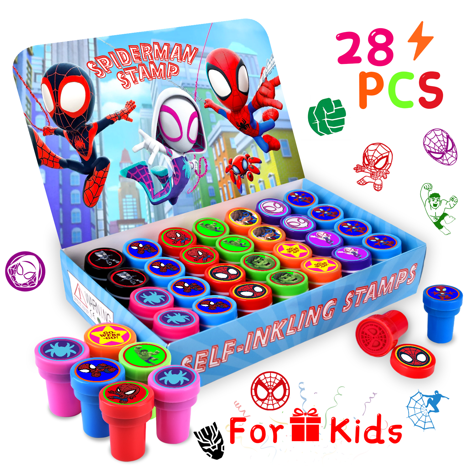 Loisfull 28 Pcs Spidey and His Amazing Friends Themed Stampers for Kids, Spidey Birthday Party Supplies Favors, Classroom Rewards Prizes, Goody Bag Treat Bag Stuff for Spidey Birthday Party Gifts - Image 2